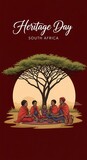 Heritage day celebration in south africa with family gathering under acacia tree