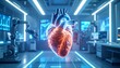 © Itiliadc - 3D model of a heart in a futuristic lab
