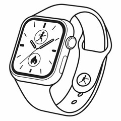 Naklejka na meble Modern smartwatch with a digital display showing fitness icons for running and calories burned