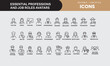 © Pensivearts - set of Essential professions and diverse job roles avatars icon . Thin line editable stroke icons for careers, jobs, workplace, service, education, occupations, employment