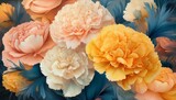 floral background with yellow and peach carnations