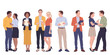 © VECTOR ZONE - Team of Diverse Business People – Colleagues Standing in Office During Meeting, Coffee Break, Brainstorming and Conversation, Flat Vector Illustration for Corporate Use on White Background