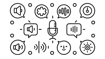 Collection of forty diverse black outline stroke icons for graphic design and web development projects