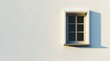 © hafizah - A simple, light beige window set against a plain white wall.  Soft shadows suggest sunlight