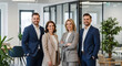 © Siti - Confident business team posing in modern office smiling success corporate professionals entrepreneurs teamwork collaboration partnership