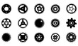 © Vintage Studio - Mechanical gear shapes and black cogwheel vectors set, industrial machinery sprocket designs, engineering symbols, abstract gearwheel graphics, technology equipment illustration