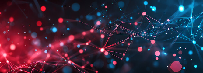 Abstract network connection background with glowing lines and dots, data transfer concept
