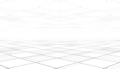 Wall Mural - abstract futuristic background with perspective. white tile floor copy space - geometric infinity de