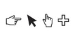 © Alex - Computer cursor icons including pointer hand and plus symbol silhouette