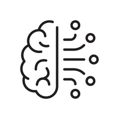 Brain neural connections line icon. Psychology, mind, intelligence sign. Human organ symbol. Vector illustration. Flat design. Editable stroke. Isolated on a white background.