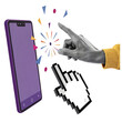 © Smithstar - Hand interacting with smartphone screen isolated on transparent background
