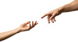 © Pixel_Glow - Two hands reaching for each other in a gesture. Isolated on transparent background, png