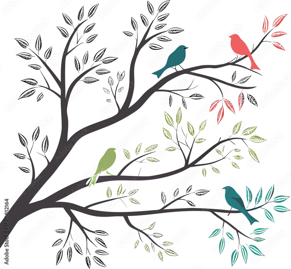 Group of 5 Tree Branch Shapes with Fill Color and Texture Stock Vector ...