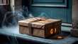 © Bondgofoto - A mysterious doorstep package wrapped in aged paper and glowing with arcane symbols. Ideal for Halloween campaigns, fantasy book covers, mystery branding, and World Storytelling Day visuals.