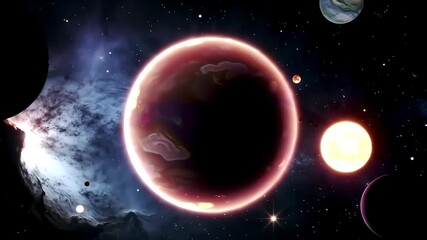 Wall Mural - Pink planet nebula cosmic space background