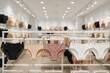 © Jafree - Elegant lingerie display in boutique showcasing variety of bras and panties in neutral tones and simple design concept of fashion, shopping, underwear selection