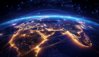 Wall Mural - satellite night view of global power grid