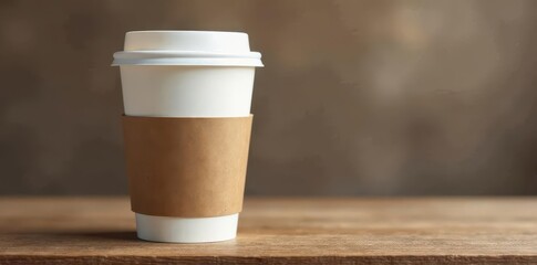 Wall Mural - White kraft paper coffee cup texture, to-go design , rough, simple, smooth
