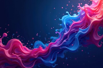 Wall Mural - Abstract dark blue background with vibrant fluid color blobs, blobs, ripple, organic