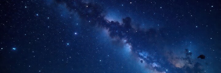 Wall Mural - Dense starry sky with many twinkling stars and some large bright ones in the top part of the image, galaxies, cosmos, celestial objects
