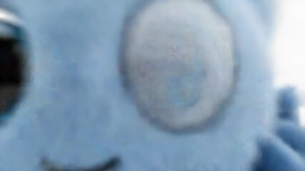 Cute Baby Blue Fluffy Spider with Big Eyes On White Background 3D Render