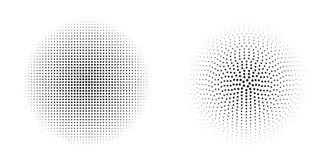 Wall Mural - dotted circles with halftone faded effect. round shapes with polka dot pattern. simple comic backgro