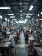 © Ann - Blurred warehouse factory, illegal labour exploitation in sweatshop manufacturing concept