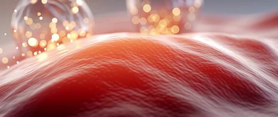 Wall Mural - anamorphic video microscopic view of cells on a textured surface. perfect for themes biology, medici