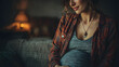 © john - A serene pregnant woman gently cradles her belly, symbolizing protection and love, in a comfortable home setting that emphasizes warmth and family connection.