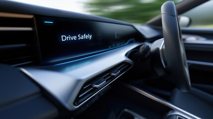 Dashboard display reminding drivers to prioritize safety while driving