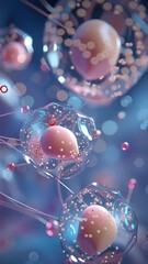 Wall Mural - vertical video microscopic view of human cells. floating particles add to the dynamic, scientific ae
