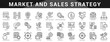 © kondesign - Complete set of icons for marketing and sales strategy including customer journeys, funnels, branding, conversion, and audience targeting.