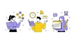 © PUTRA - Conceptualizing productivity through organization, technology, and time management illustrations