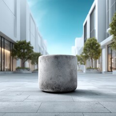 Wall Mural - Gray cylinder on city street