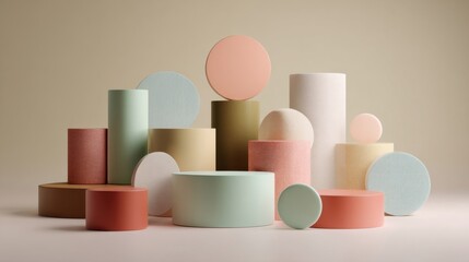 Canvas Print - colorful geometric shapes displayed in modern interior setting