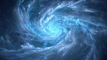 Wall Mural - a spiral galaxy with a blue center and a blue outer rim. the galaxy is filled with stars and has a b
