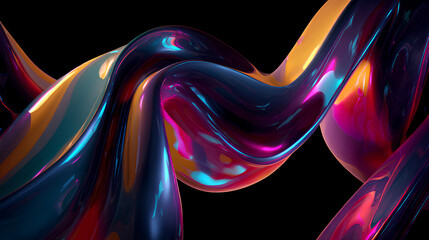 Wall Mural - abstract colorful shape, dark background design, 3d render stock illustration