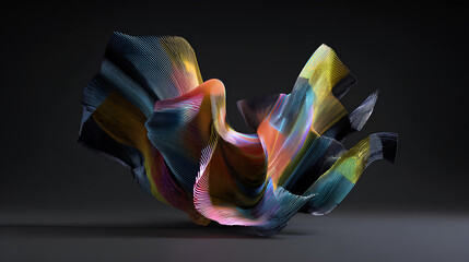 Wall Mural - abstract colorful shape, dark background design, 3d render stock illustration