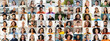© Prostock-studio - A vibrant collage captures a variety of smiling faces from different backgrounds, representing joy and connection in a lively and inclusive environment during a sunny day.