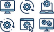 © Azizchehna - Set of six modern flat icons representing computer settings and system configuration