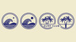 © Boshir - Vintage ocean and palm tree emblems waves palm trees