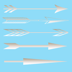 Poster - Five Silver Arrows Pointing Right on Blue Background | Decorative Directional Elements for Design Projects and Infographics