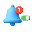 © roy9 - 3D blue bell with notification badge and toggle button icon showing alert and reminder isolated on transparent background