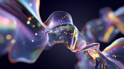 Wall Mural - abstract iridescent shape, dark background design, 3d render stock illustration