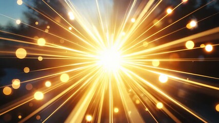 Wall Mural - Luminous Sunburst Transition with Shimmering Bokeh and Radiant Lens Flares for Cinematic Film Editing