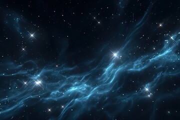 Wall Mural - Cosmic Nebula With Glowing Blue Patterns In Deep Space