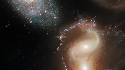 Canvas Print - cosmic ballet of interacting galaxies and countless twinkling stars.