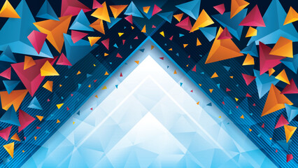 Wall Mural - Abstract Geometric Colorful 3d triangle Splash Background. Modern triangles polygon Background. Creative ideas for business presentations, Celebration, Fashion show, banner