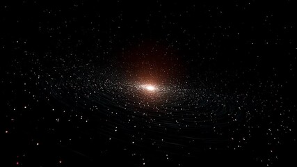 Wall Mural - Witness an enchanting journey through a magnificent galaxy where countless stars twinkle and spiral around a glowing core. The beauty of the cosmos captivates the imagination and inspires wonder.