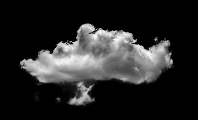 Wall Mural - Separate white clouds on a black background are real clouds. White clouds are isolated on a black background. White fluffy cumulus cloud isolated on a black background